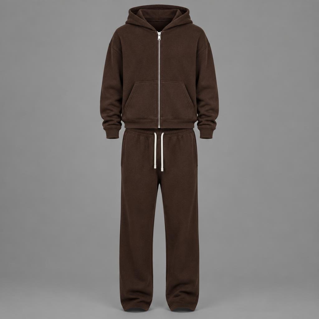 Completo marrone con zip