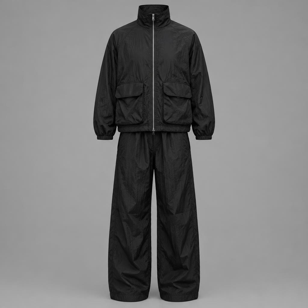 Completo nero tecnico con zip